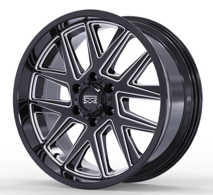 20x10 Mudder Trucker MT704 Asphalt Black Milled 6x139.7 6x5.5 ET-24 Wheel