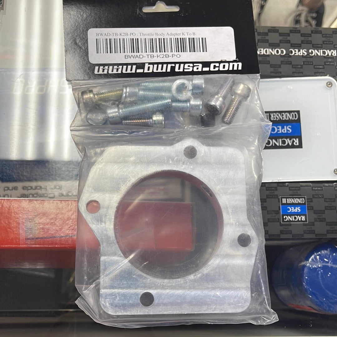 Blackworks K2B Throttle Body Adapter - Polished. BWR Part # BWAD-TB-K2B