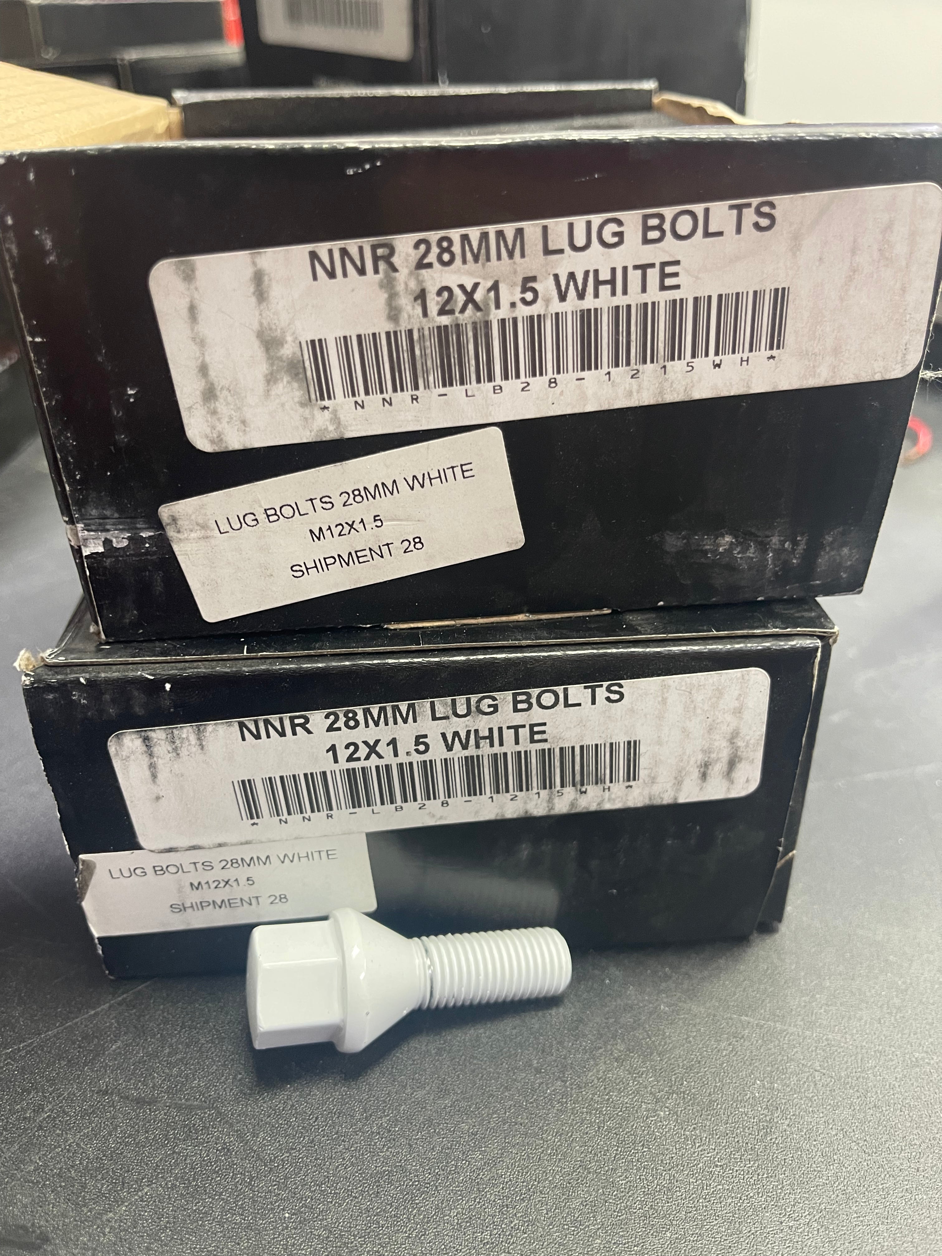 NNR 12x1.5 28mm lug bolts white
