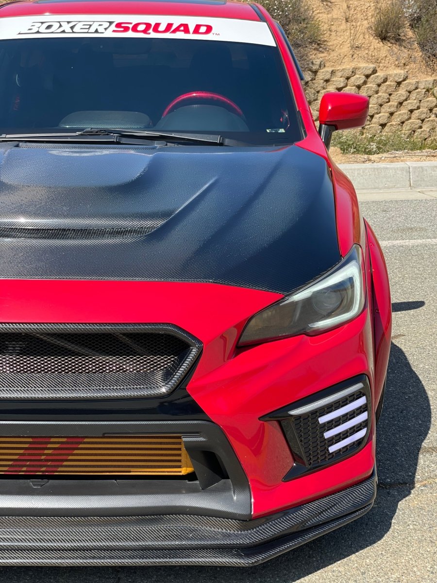 JDMuscle [15-21 WRX/STI w/ FMIC]  Carbon Fiber Hood V3 Scoopless