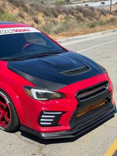 JDMuscle [15-21 WRX/STI w/ FMIC]  Carbon Fiber Hood V3 Scoopless