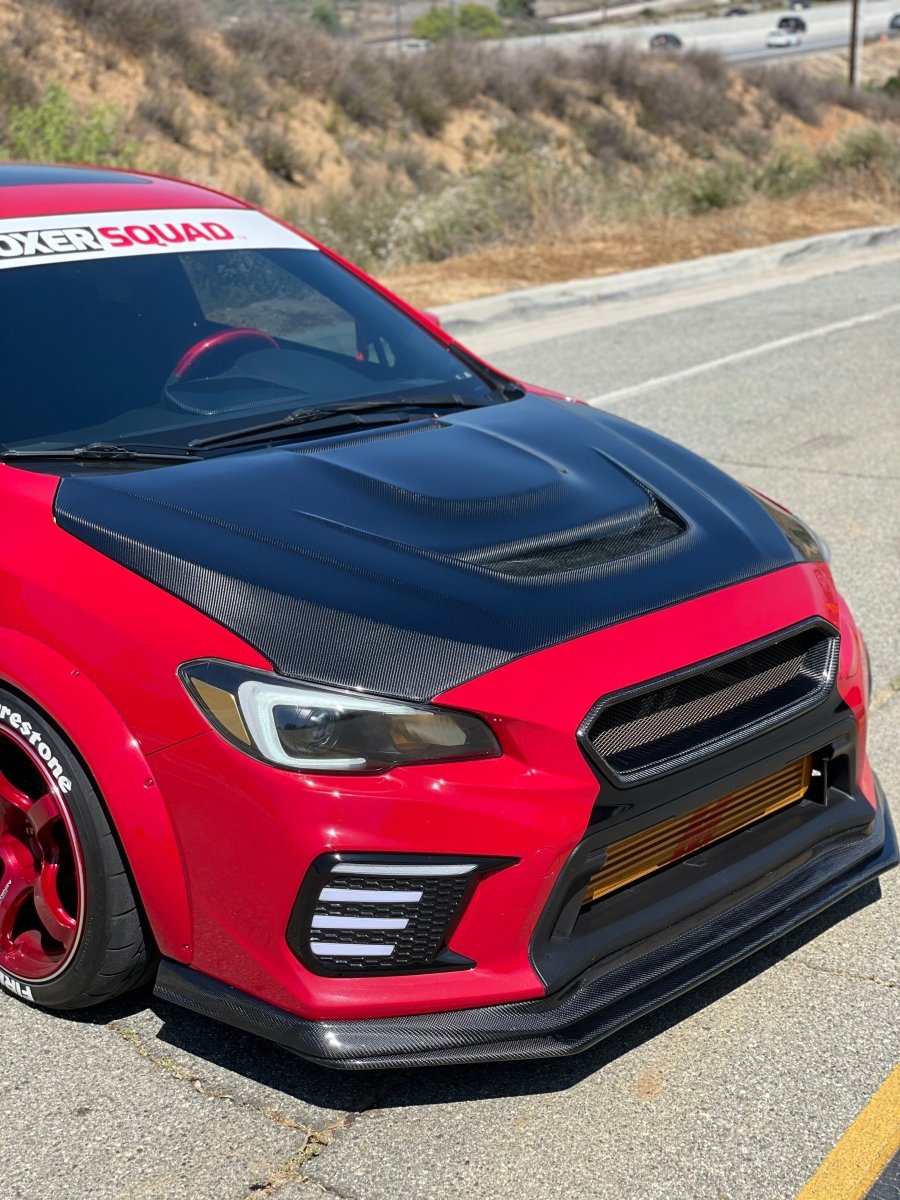 JDMuscle [15-21 WRX/STI w/ FMIC]  Carbon Fiber Hood V3 Scoopless