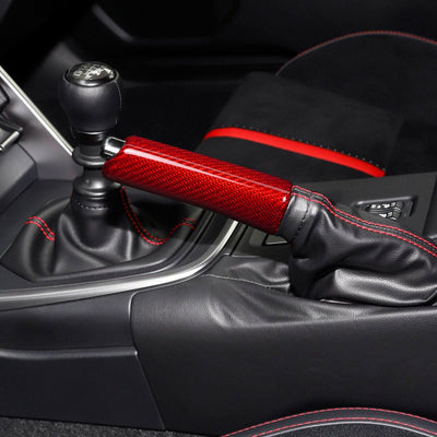 JDMuscle [22-26 WRX, 15-21 WRX/STI, 22-26 BRZ/GR86] Carbon Fiber E-Brake Handle - Black / Red / Forged