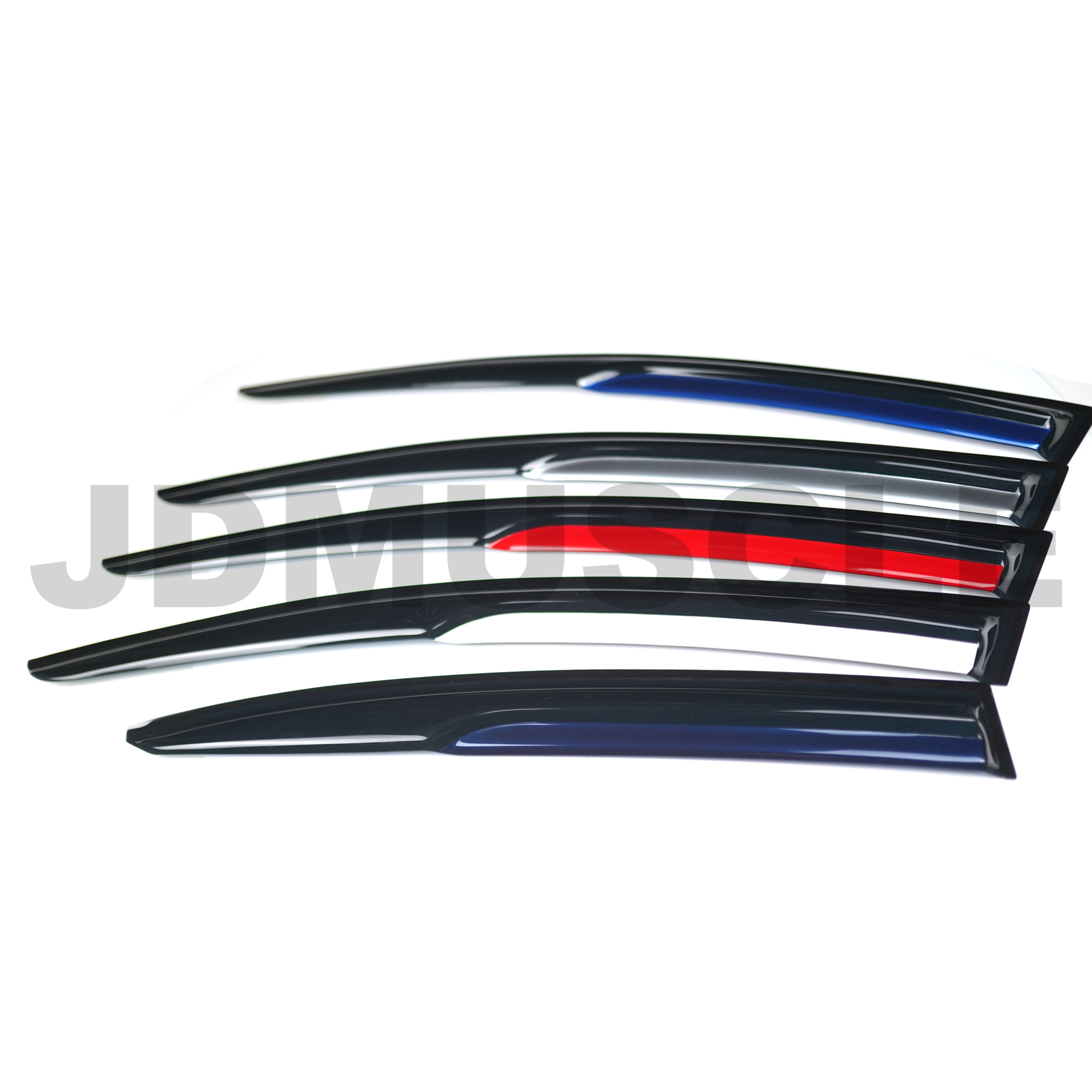 JDMuscle [15-21 WRX/STI] V2 Rain Guards / Window Visors w/ Color Accent *Special Order*