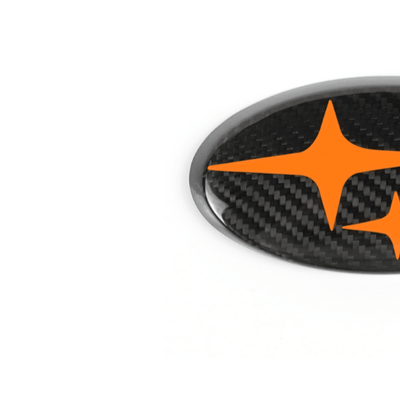Racing Art Pre-preg Carbon Fiber Subaru Emblem Covers Front & Back, Red/White/Blue [22-26 WRX, 15-21 WRX/STI, 18-23 Crosstrek, 17-23 Impreza]