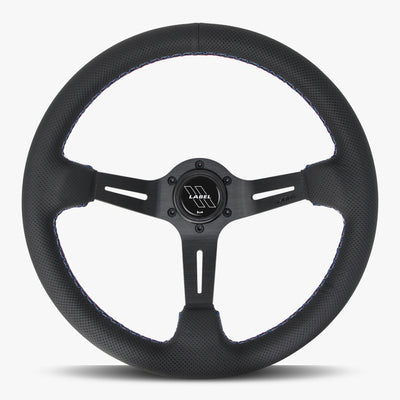 The Le Mans | Black Perforated Leather | Black Spoke | RED Stitch