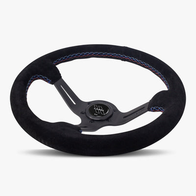 The Le Mans | Black Alcantara Suede | Black Spoke | Bavarian Stitch
