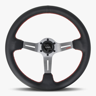 The Le Mans | Black Leather | Graphite Spoke | Red Stitch