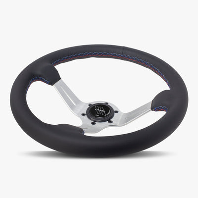The Le Mans | Black Leather | Silver Spoke | Bavarian Stitch