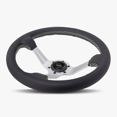 The Le Mans | Black Leather | Silver Spoke | White Stitch