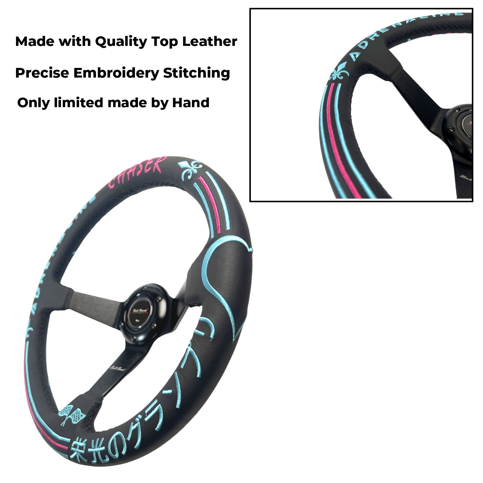 Leather 350mm Deep Dish Steering Wheel Hub Adapter Kit For Subaru Impreza WRX Legacy Eclipse Lancer Galant Mirage