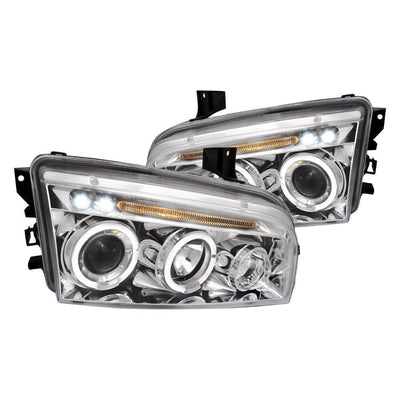 Spec-D 05-10 Dodge Charger Halo Projector Headlights Chrome