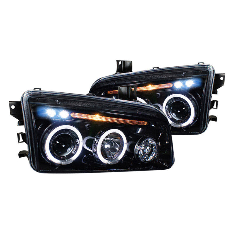 Spec-D 05-10 Dodge Charger Halo Projector Headlights Smoked