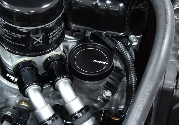 Perrin Oil Cap Round Style Black Most Subaru Models | PSP-ENG-711BK