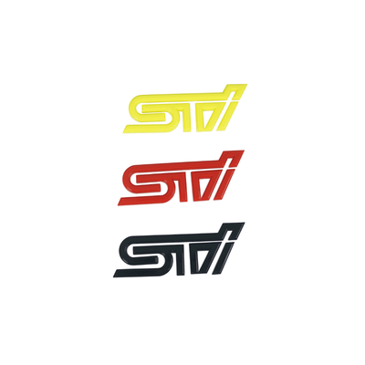 Racing Art STI Trunk Emblem - Red / Black / Neon Yellow [Universal]