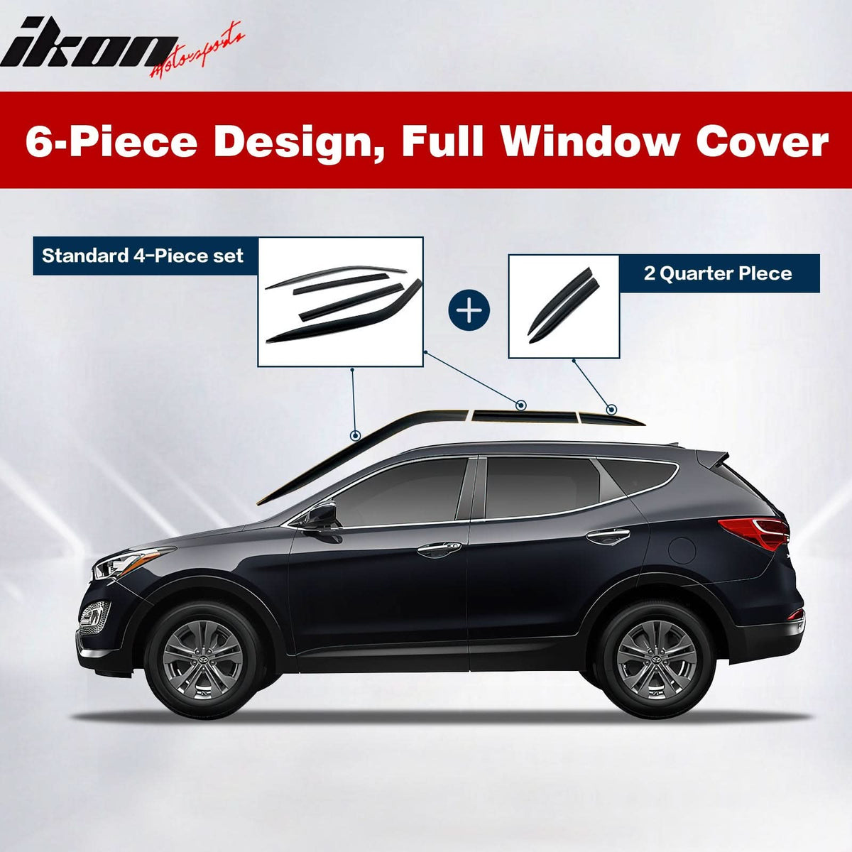 2016-2020 Kia Optima Window Visor ABS Dark Smoke Sun Rain Guard 6PC