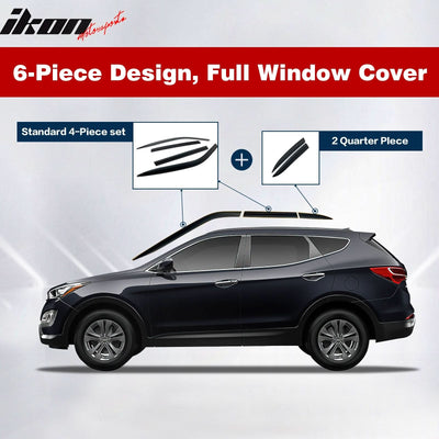2007-2017 Jeep Compass Window Visor ABS Chrome Sun Rain Guard 6PC Vent
