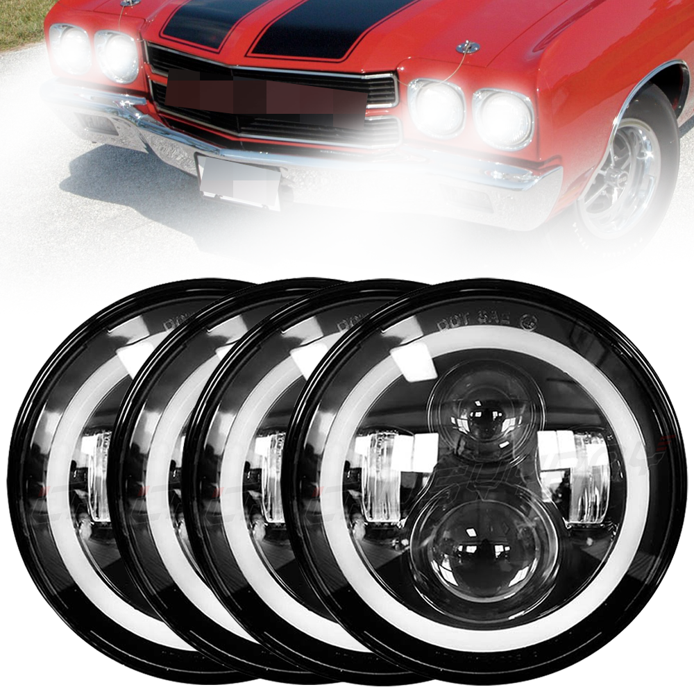 4x Round Projector LED Halo Headlights 5.75"