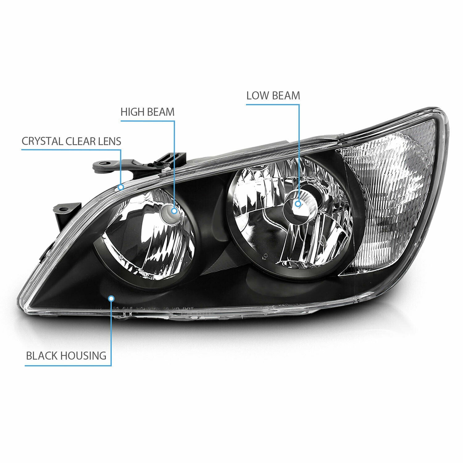 2001-2005 Lexus Is300 Black Housing Clear Marker Headlights