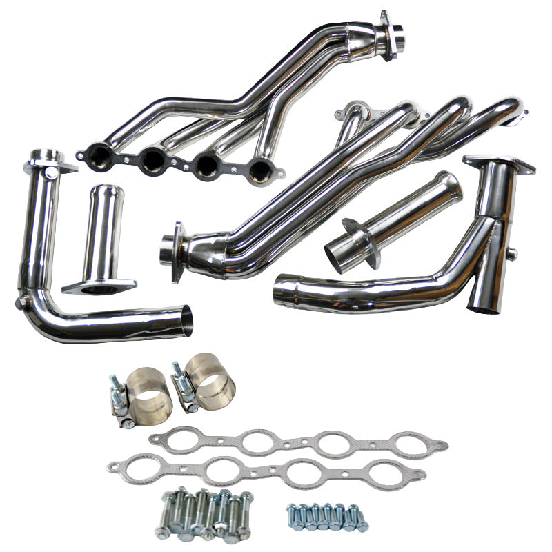 SPDZ1 Long Tube Headers with Y-Pipe | Chevy Silverado / Suburban / Tahoe / GMC Sierra / Yukon (2007–2014) 4.8L / 5.3L / 6.0L / 6.2L – Full Polished Stainless Steel