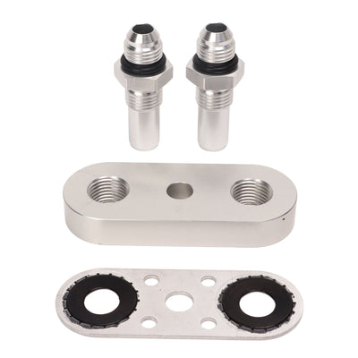 Transmission Cooler Line Adapter Plate with Gasket and 6AN Fittings Compatible with 6L80E 6L90E 8L90E Oil Seal Line Connector for Braided Hose Set
