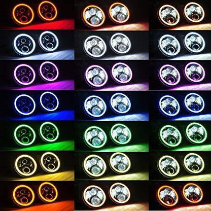 NTXGlow 7 Inch Round RGB LED Halo Headlights (Jeep Wrangler)