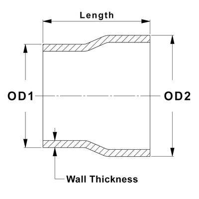 HPS Performance Products HPS 4" - 4-1/2" OD, 7" long 6061 Aluminum Step Up Transition Joiner Reducer Tube Piping