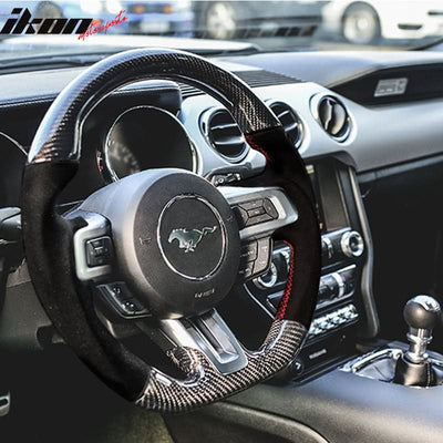 2015-2017 Mustang V1 Matte Steering Wheel Carbon Fiber Synthetic Suede
