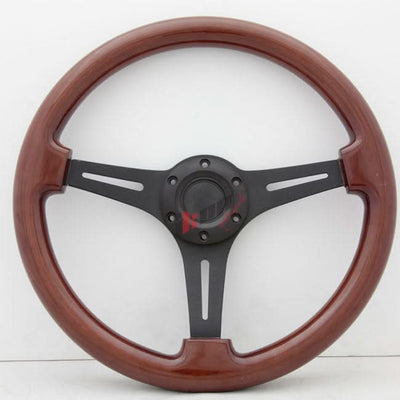Universal Wood Grain 6-Bolt Steering Wheel 350MM & BD Logohorn Button