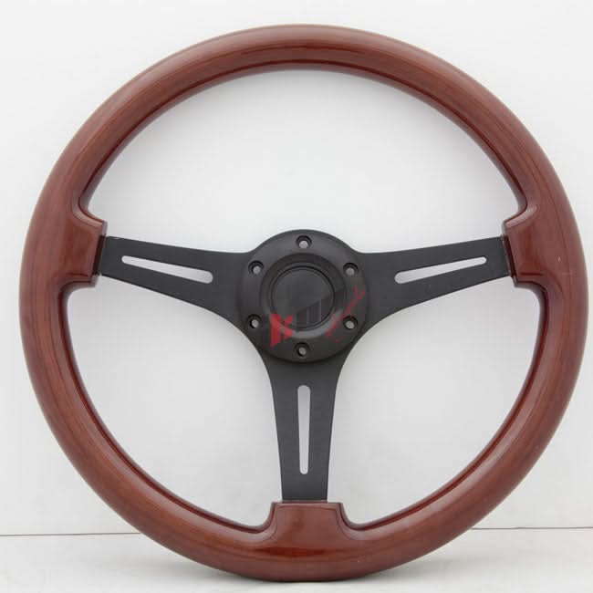 Universal Wood Grain 6-Bolt Steering Wheel 350MM & BD Logohorn Button