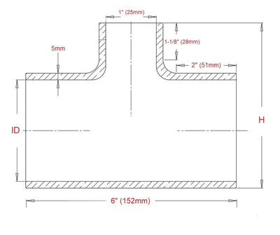 HPS Performance Products HPS 2-3/8" Silicone T Hose Coupler Adapter with 1" Branch, High Temp 4-ply Reinforced